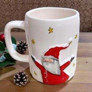 Rae Dunn 2025 Double-Sided Water Santa & Joy to the World w/Stars Mega Mug 21oz